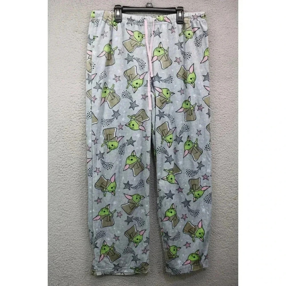 Star Wars Baby Yoda Fleece Lounge/Pajama Pants-Size Large-Drawstring - Picture 1 of 7